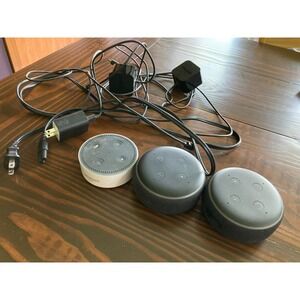 Lot of 3 Amazon Echo Dots - GP92NB, PS57CP Alexa Smart Speakers Black White